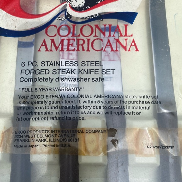 Ekco Eterna Colonial Americana Stainless Steel Forged Steak Knife Set-NEW - Picture 5 of 12